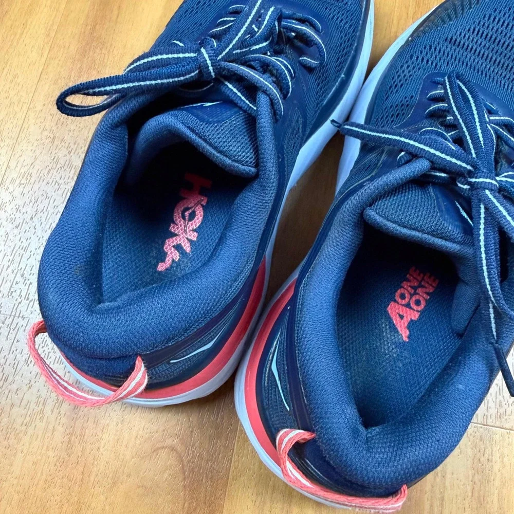 Hoka One One Bondi 7 Womens 6.5 Navy Blue Running Shoes 1110519 BIBBL